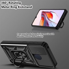 SKLO + PUZDRO 2v1 pre Xiaomi Redmi 12C - Tvrdené RING ARMOR SLIDE silver