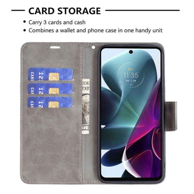 9D SKLO + PUZDRO 2v1 pre Motorola Moto G200 5G - Knižkové Solid sivé