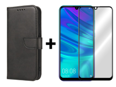 SKLO + PUZDRO 2v1 pre Huawei P Smart 2019 / Honor 10 Lite - Peňaženkové puzdro BUCKLE čierne