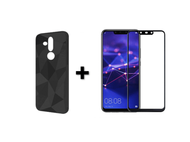 9D SKLO + PÚZDRO 2v1 pre HUAWEI Mate 20 Lite Geometric čierne