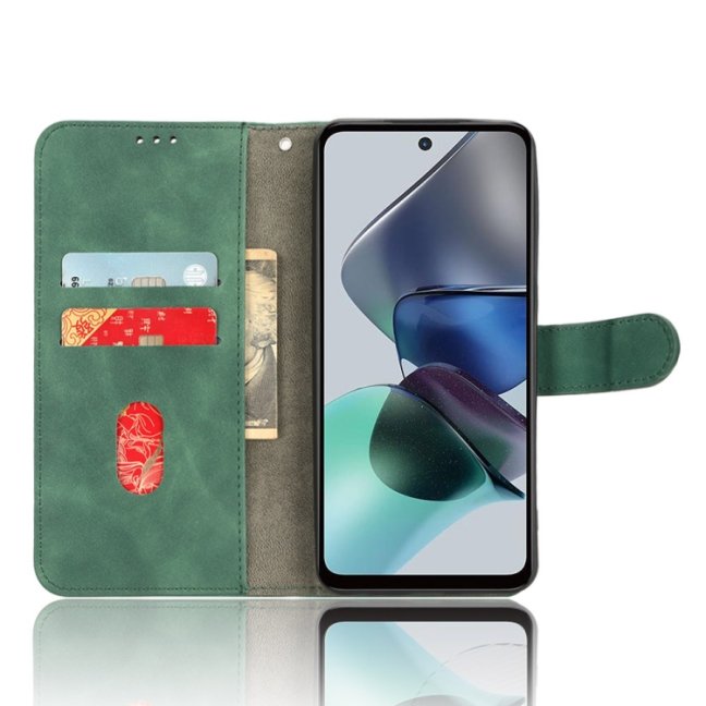 9D SKLO + PUZDRO 2v1 pre Motorola Moto G23 / G13 - Knižkové puzdro SOLID zelené