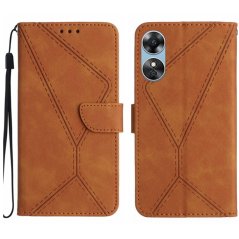 STITCHING Knižkové puzdro pre OPPO A17 - hnedé
