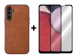 SKLO + PUZDRO 2v1 pre Samsung Galaxy A14 4G / A14 5G - COWHIDE hnedé