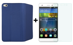 SKLO + PÚZDRO 2v1 pre HUAWEI P8 Lite Knižkové púzdro modré