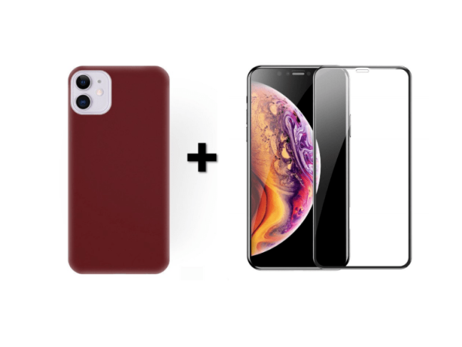 9D SKLO + KRYT 2v1 pre Apple iPhone 11 bordové