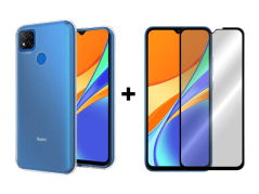 9D SKLO + PÚZDRO 2v1 pre Xiaomi Redmi 9C priesvitné