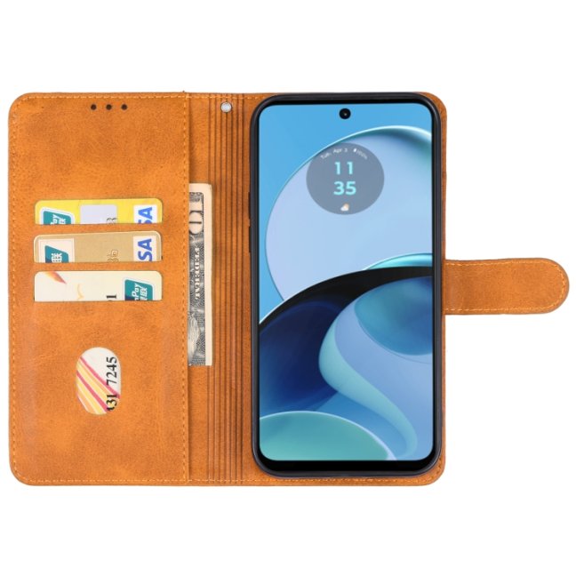 9D SKLO + PUZDRO 2v1 pre Motorola Moto G14 - Knižkové SOLID hnedé