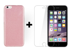 SKLO + PÚZDRO 2v1 pre IPHONE 6/ 6s Glitter Ružové