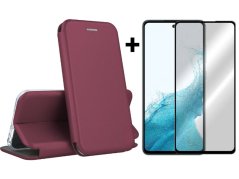 9D SKLO + PUZDRO 2v1 pre Samsung Galaxy A54 5G - Knižkové DIVA bordové