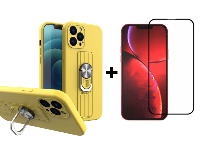 9D SKLO + PÚZDRO 2v1 pre Apple iPhone 13 - Armor Grip žlté