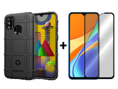 SKLO + PUZDRO 2v1 pre Xiaomi Redmi 9C - Tvrdené COVERAGE čierne