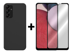 SKLO + KRYT 2v1 pre Samsung Galaxy A14 4G / A14 5G - Silikónový Zadný kryt MATT čierny