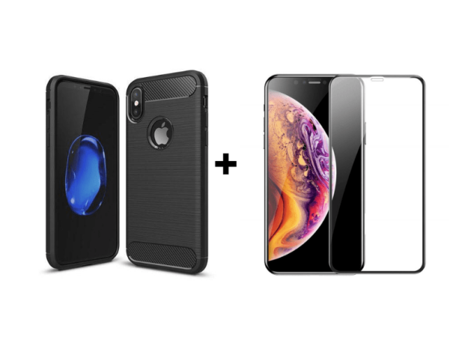 9D SKLO + KRYT 2v1 pre IPHONE XS MAX Carbon