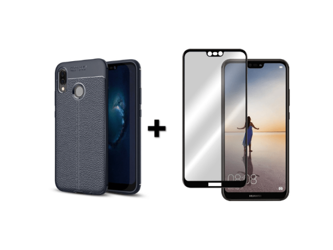 9D SKLO + PÚZDRO 2v1 pre HUAWEI P20 Lite Pattern modré