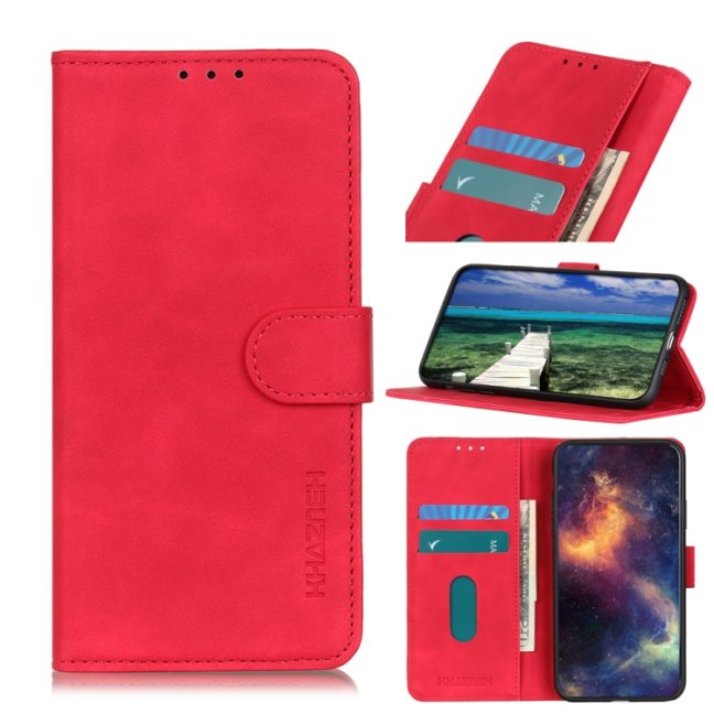 9D SKLO + PUZDRO 2v1 pre Motorola Moto E22 / E22i - Knižkové KHAZNEH červené