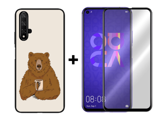 9D SKLO + PÚZDRO 2v1 pre Huawei Nova 5T / Honor 20 - Pattern 007