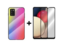 9D SKLO + PÚZDRO 2v1 pre SAMSUNG GALAXY A03s - Carbon farebné