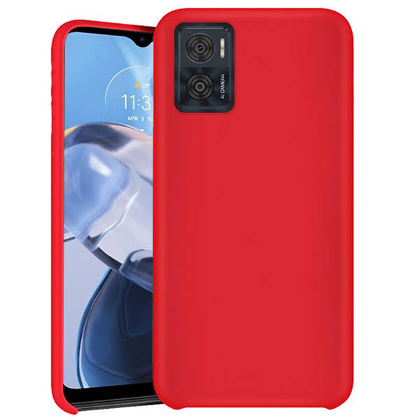 9D SKLO + PUZDRO 2v1 pre Motorola Moto E22 / E22i - Silikónové červené