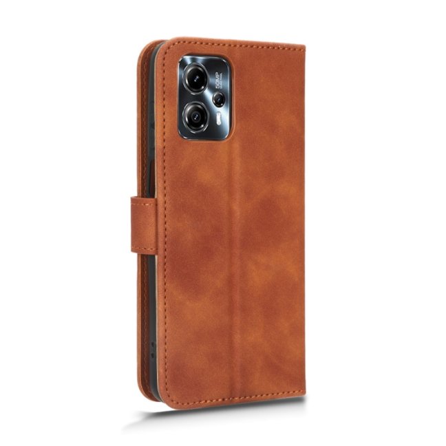 9D SKLO + PUZDRO 2v1 pre Motorola Moto G23 / G13 - Knižkové puzdro SOLID hnedé