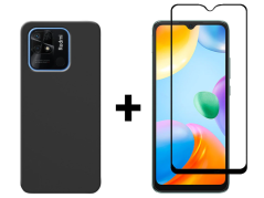SKLO + KRYT 2v1 pre Xiaomi Redmi 10C - Silikónový Zadný kryt MATT čierny