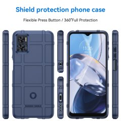 SKLO + PUZDRO 2v1 pre Motorola Moto E22 / E22i - Tvrdené COVERAGE modré