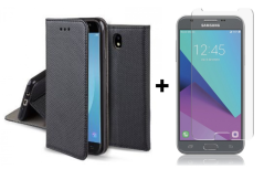 SKLO + PÚZDRO 2v1 pre SAMSUNG GALAXY J3 (2017) Knižkové čierne