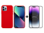 9D SKLO + PUZDRO 2v1 pre Apple iPhone 14 Pro - Silikónové červené