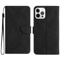 STITCHING Knižkové puzdro pre Apple iPhone 13 Pro - čierne