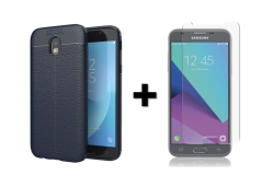 SKLO + PÚZDRO 2v1 pre SAMSUNG GALAXY J3 2017 Litchi modré