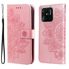 FLOWER Knižkové puzdro pre Xiaomi Redmi 10C - ružové