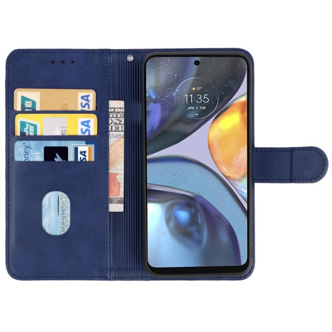 9D SKLO + PUZDRO 2v1 pre Motorola Moto G22 - Knižkové Solid modré