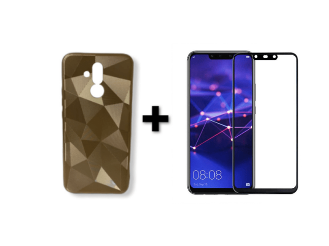 9D SKLO + PÚZDRO 2v1 pre HUAWEI Mate 20 Lite Geometric zlaté