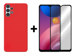 SKLO + KRYT 2v1 pre Samsung Galaxy A13 4G - Silikónový Zadný kryt MATT červený