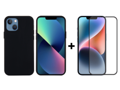 9D SKLO + PUZDRO 2v1 pre Apple iPhone 14 Plus - Silikónové čierne
