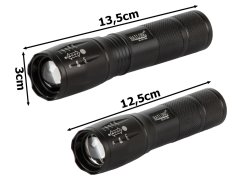 Taktická baterka bailong zoom cree led q3 uv test