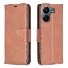 LAMBSKIN Knižkové puzdro pre Xiaomi Redmi 13C - hnedé