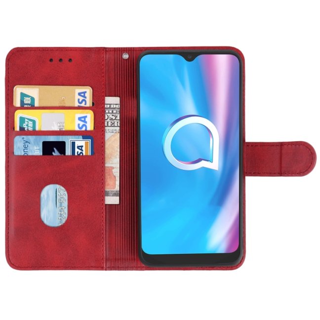 9D SKLO + PÚZDRO 2v1 pre Alcatel 1SE 2020 - Knížkove Solid červené