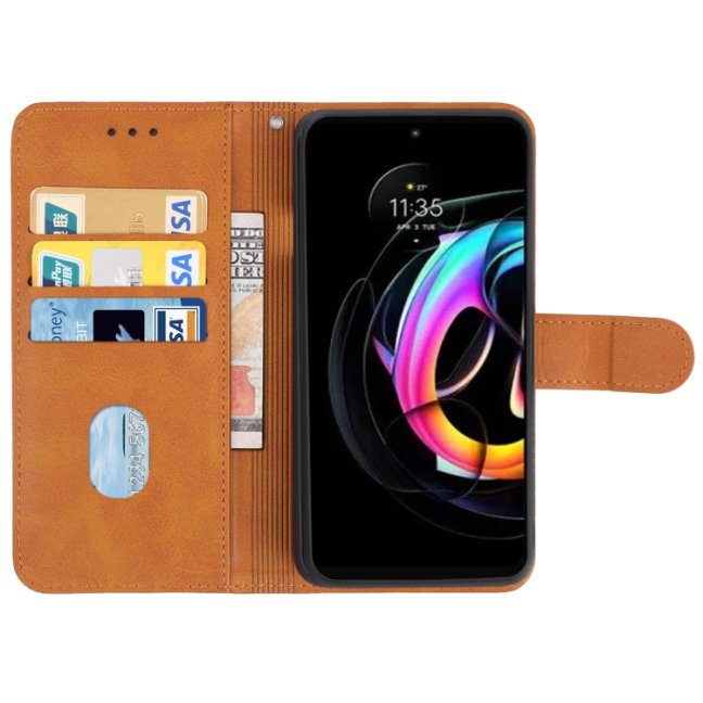 9D SKLO + PUZDRO 2v1 pre Motorola Edge 30 Neo - Knižkové SOLID hnedé