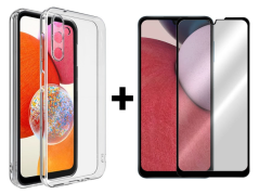 SKLO + KRYT 2v1 pre Samsung Galaxy A14 4G / A14 5G - Silikónový Zadný 2.00 mm priesvitný