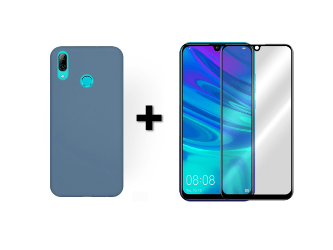 9D SKLO + PÚZDRO 2v1 pre HUAWEI P Smart (2019) / Honor 10 Lite sivo zelené