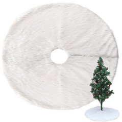 Podložka pod vianočný stromček biela kožušina okrúhla 90cm okrúhla