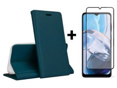 9D SKLO + PUZDRO 2v1 pre Motorola Moto E22 / E22i - Knižkové Magnet zelené