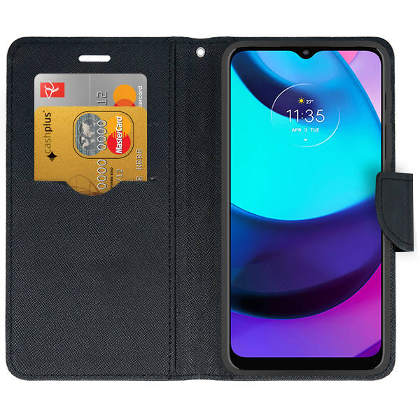 9D SKLO + PUZDRO 2v1 pre Motorola Moto E32 / E32s - Knižkové FANCY čierne