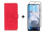 9D SKLO + PUZDRO 2v1 pre Motorola Moto E22 / E22i - Knižkové KHAZNEH červené
