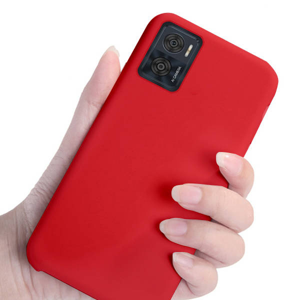 9D SKLO + PUZDRO 2v1 pre Motorola Moto E22 / E22i - Silikónové červené