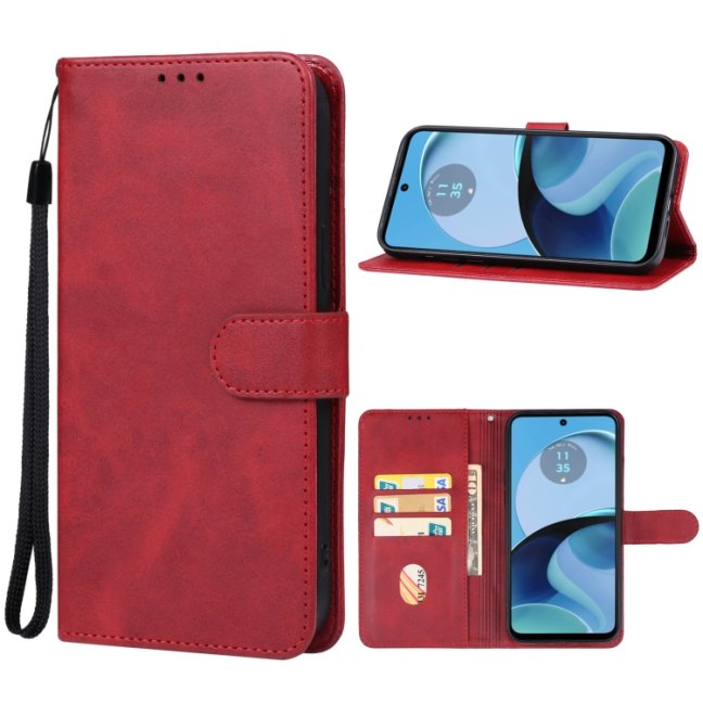 9D SKLO + PUZDRO 2v1 pre Motorola Moto G14 - Knižkové SOLID červené