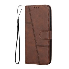 STITCHING Knižkové puzdro pre Xiaomi Redmi 13C - tmavo hnedé