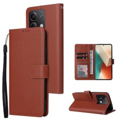 SOLID Peňaženkové puzdro pre Xiaomi Redmi Note 13 5G - hnedé