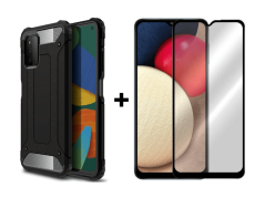 9D SKLO + PÚZDRO 2v1 pre SAMSUNG GALAXY A03s - Armor čierne
