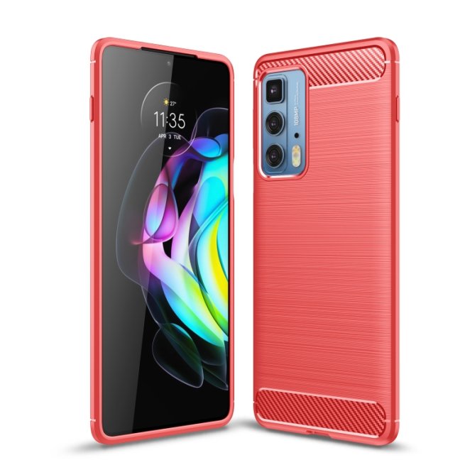 9D SKLO + PÚZDRO 2v1 pre Motorola Moto Edge 20 Pro - carbon červené